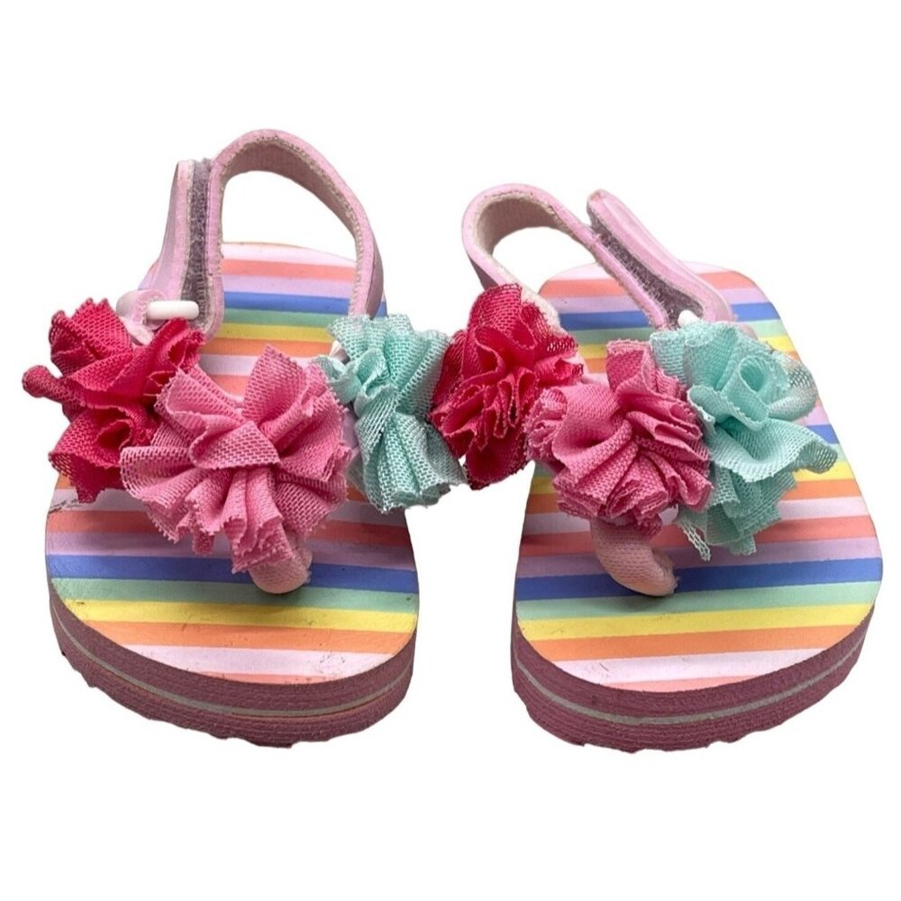 SG footwear toddler shoes sandals stripes lace size 2 pink blue READ
